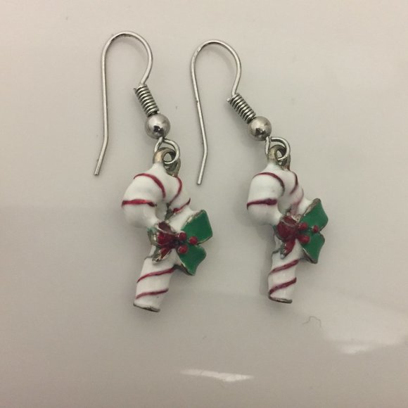 Candy Cane holiday christmas dangle earring
